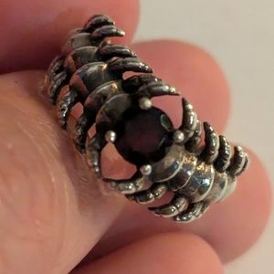 Viking Spine Ring w/ Garnet Stone